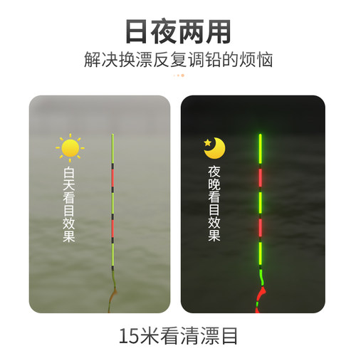 日夜两用芦苇夜光漂冷光硬尾鲫鲤罗非鱼漂醒目夜钓电子漂灵敏浮漂 - 图2