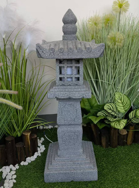 石灯笼日式青石庭院草坪装饰灯塔摆件制作酒店楼道仿古石雕灯