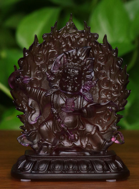 快速发货古法琉璃大黑天财神像二臂玛P哈嘎拉护法佛像摩诃