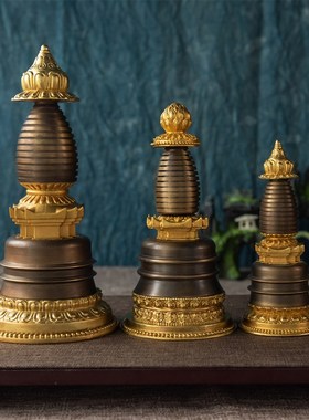 快速发货藏传密宗k用品纯铜佛塔摆件噶当塔菩提塔家用供奉宝塔嘎