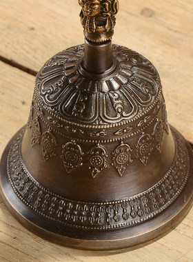 快速发货尼泊尔手工金刚杵铃五股金O刚青铜铃铛八吉祥款
