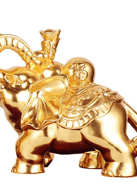 快速发货台湾纯铜贴金大象摆件一对招F财吉象吸财店铺开业大象客