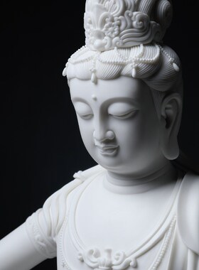 快速发货德化白瓷《m自在观音》省级大师林建平手签收藏客厅陶瓷