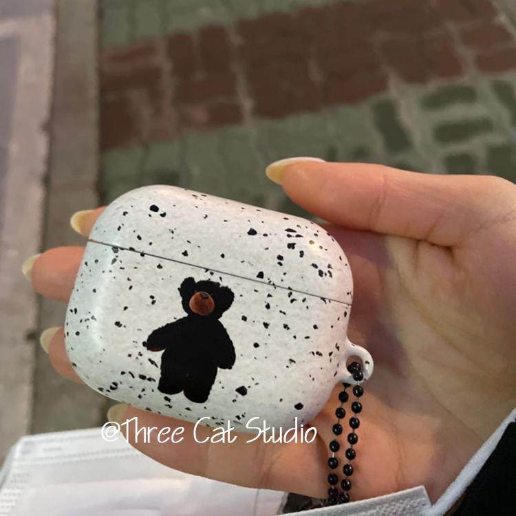 韩ins设计可爱泼墨可爱小熊pro3进口菲林耳机壳适用于苹果1/2/3/4代airpods pro2保护套airpods 4代硬亮,淘宝优惠券,粉丝福利购,淘宝优惠卷