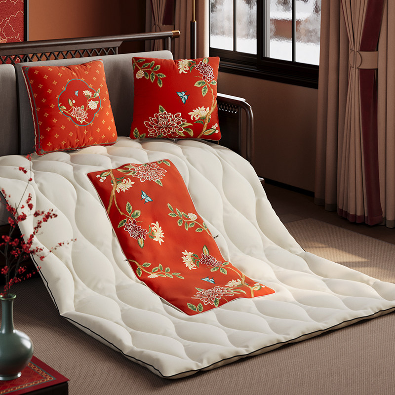 冉忆中式红色抱枕被二合一两用新年喜庆毯子车载沙发客厅靠垫花禧,淘宝优惠券,粉丝福利购,淘宝优惠卷