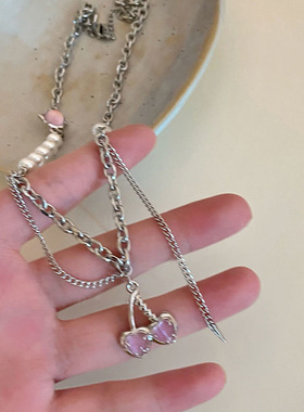 甜酷轻奢珍珠爱心项链女ins潮小众设计锁骨链辣妹毛衣链项链