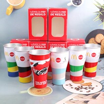 Colour Box Coca-Cola McDonalds Soccer World Cup Memorial Metal Aluminium Cup Drink Cup Decorative Cup