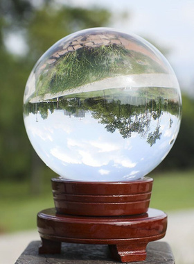 人造白水晶球大小号镇宅透明摆件