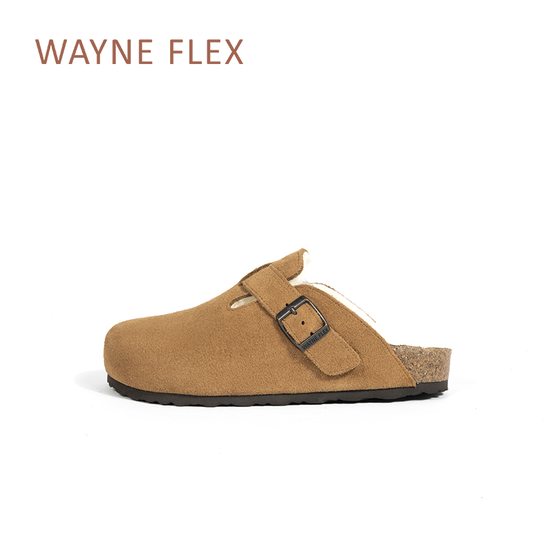 韦恩Wayne Flex皮毛一体勃肯鞋穆勒拖舒适百搭轻便懒人半包拖 - 图3