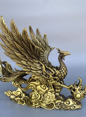 黄铜凤凰摆件吉祥火凤凰工艺品