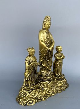 全黄铜送子观音佛像摆件送礼中式