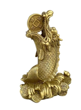 黄铜鱼化龙摆件家居装饰品龙头鱼