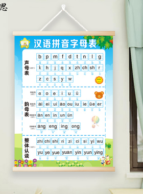 26个汉语拼音字母表挂图一年级声母韵母整体认读音节拼读全表挂画