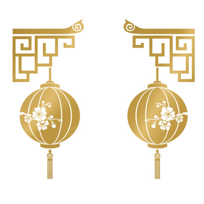 中式梅花灯笼贴纸复古格纹玻璃门贴画中国风喜庆装饰边框门贴 虎窝淘