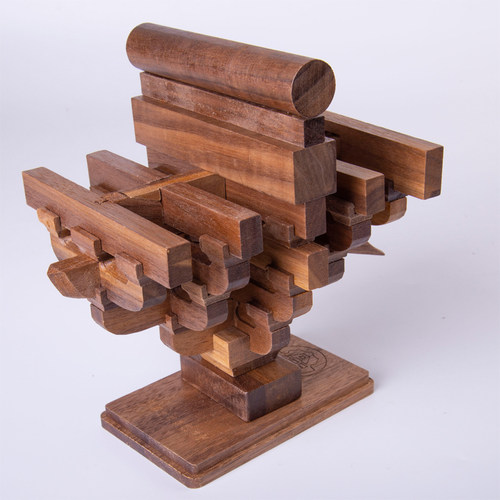 中国古建筑斗拱榫卯积木黑胡桃全实木拼插国潮玩具拼装模型教具 - 图2