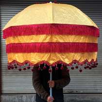 Fu Huifu Buddhist Art Decoration of the Great Hall Law Flame Mouth Zen embroidery Yellow Dragon umbrella Huai 1 3 m dark floral umbrella