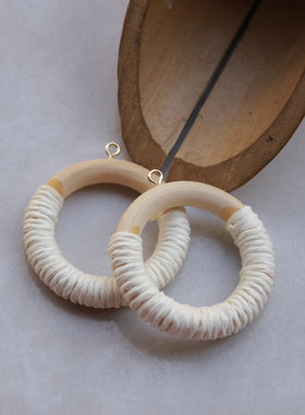 天然原木圆环吊坠4厘米DIY配件