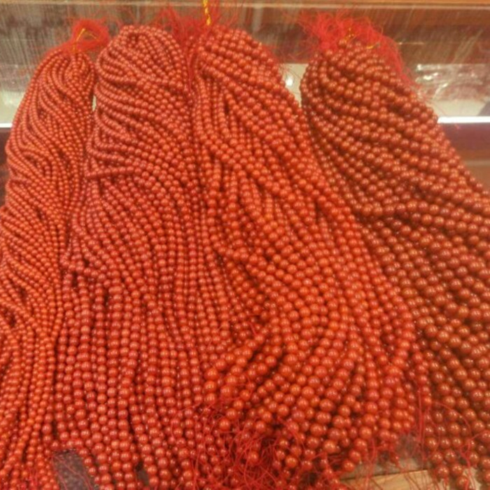 天然海竹仿珊瑚圆珠 2-12mm不掉色红色散珠子diy手串项链饰品配件