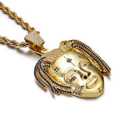 欧美个性时尚潮牌XXXTENTACION石人头像吊坠男嘻哈项链hiphop饰品 - 图3
