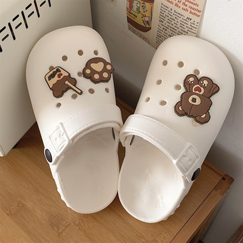 ແມ່ຍິງ summer eva soft bottom girly heart cute milk tea bear parent-child clog shoes deodorant non-slip toe beach sandals