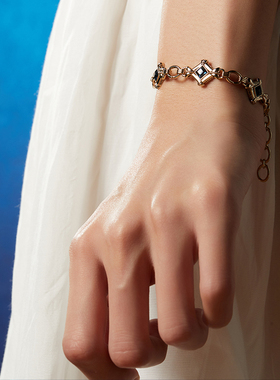 RiotlilyRiotlily/艾特里里星落蓓蕾手链幽蓝锆石链条圣诞送女友