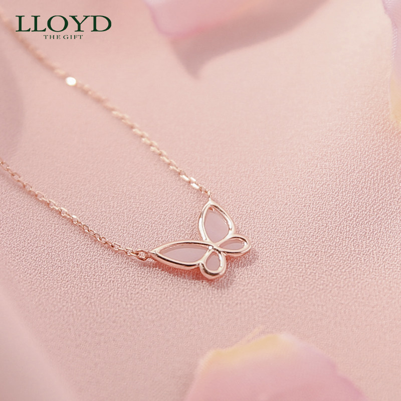 lloyd洛雅蒂正品女14k粉色锁骨链 LLOYD海外项链