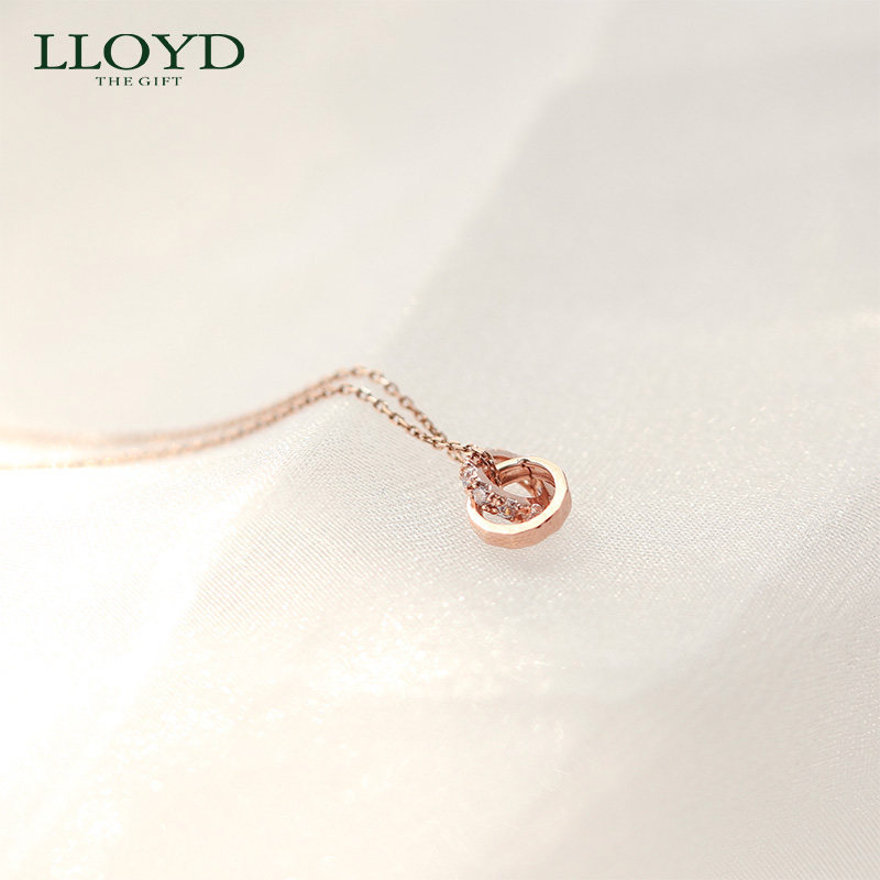 lloyd洛雅蒂正品女幸运双环锁骨链 LLOYD海外项链