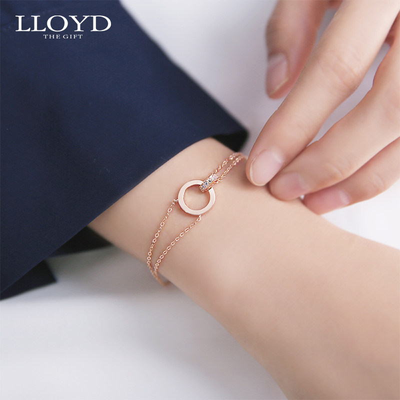 lloyd洛雅蒂正品女14k金锆石手链 LLOYD海外手链