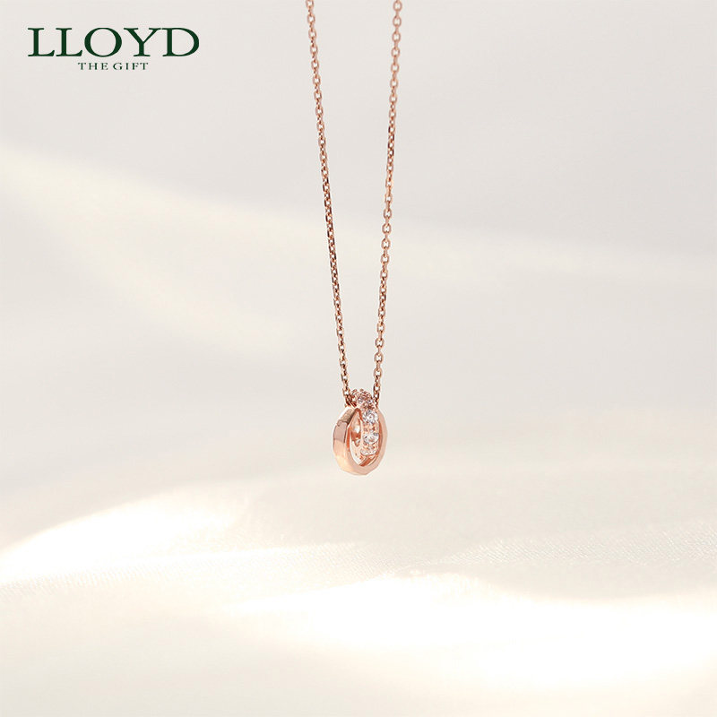 lloyd洛雅蒂正品女幸运双环锁骨链 LLOYD海外项链
