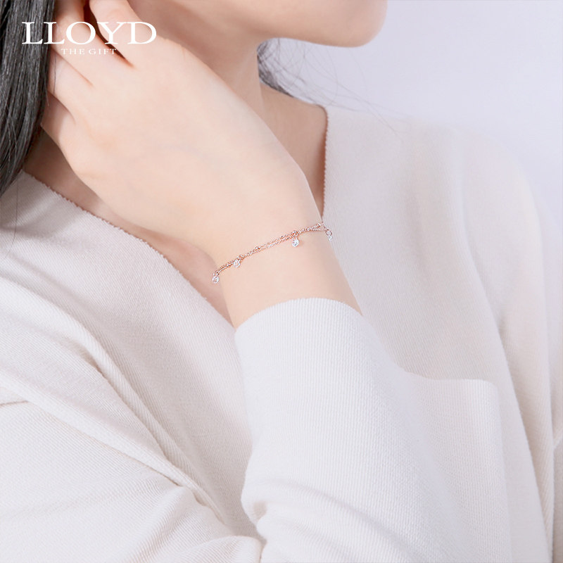 lloyd洛雅蒂正品女14k金镶钻手链 LLOYD海外手链