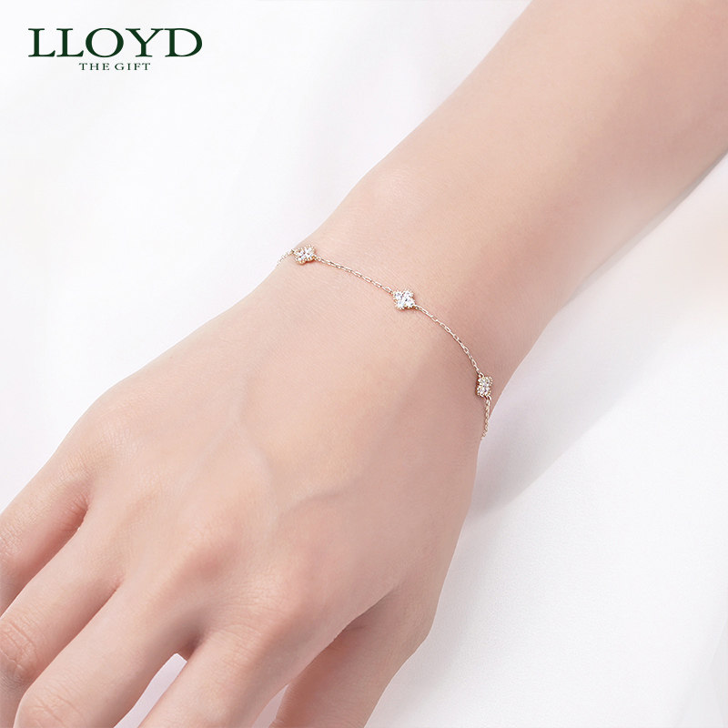 lloyd洛雅蒂正品女14k金幸运手链 LLOYD海外手链