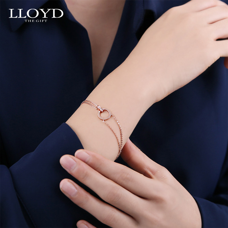 lloyd洛雅蒂正品女14k金锆石手链 LLOYD海外手链