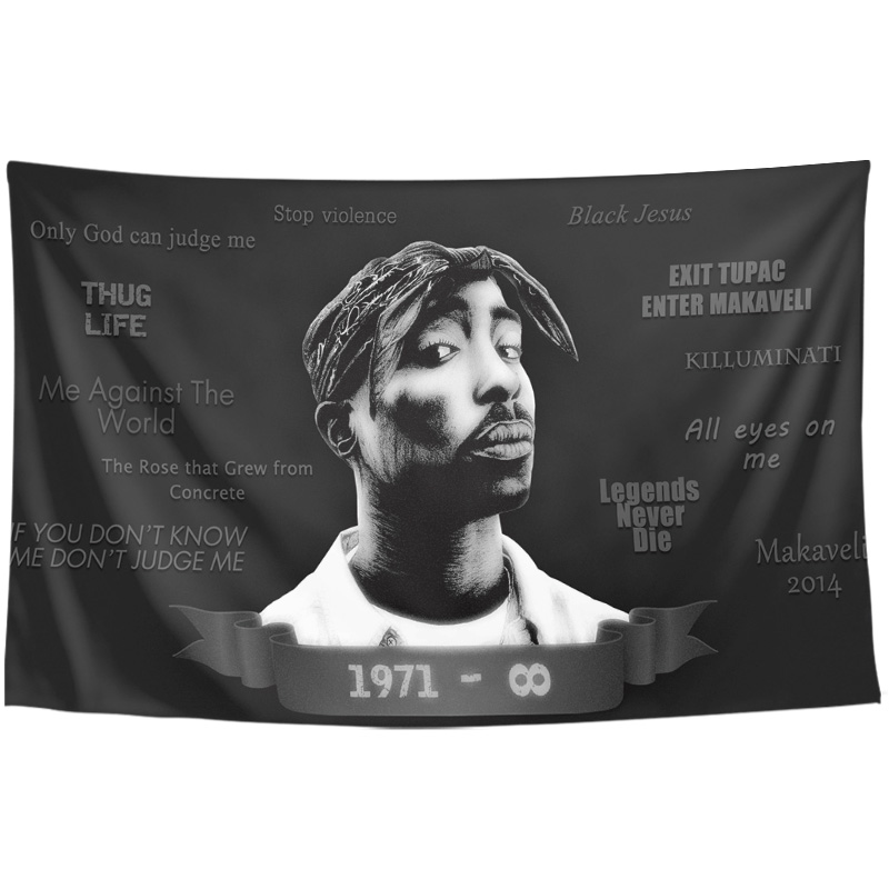 2pac图派克欧美说唱嘻哈歌手同款写真墙布装饰背景布海报挂布挂毯 - 图3