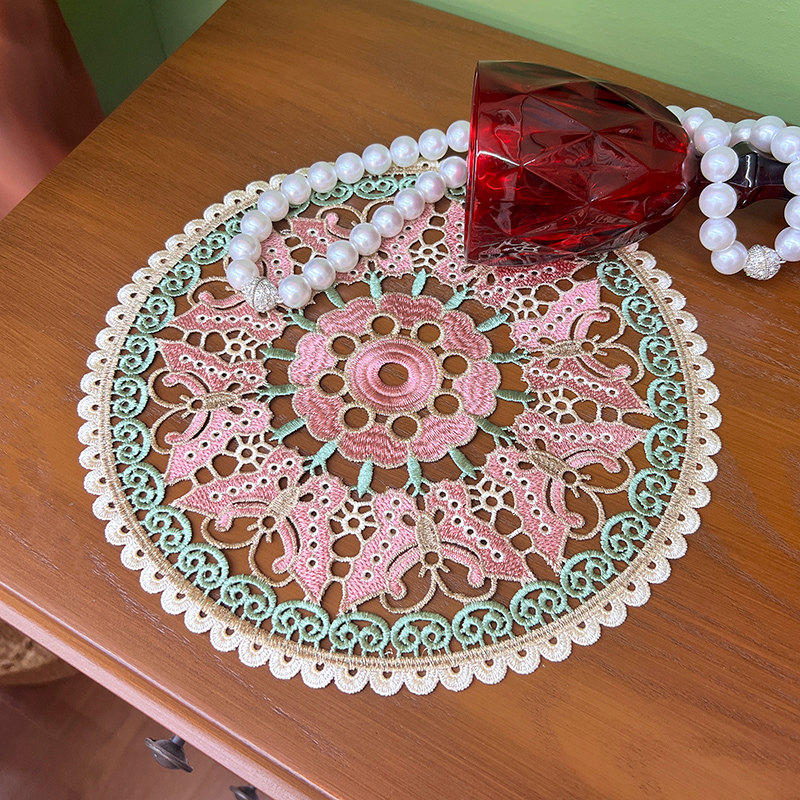 2026新款原创 复古镂空绣花装饰垫蝴蝶绣花餐垫杯垫花瓶餐盘垫子,淘宝优惠券,粉丝福利购,淘宝优惠卷