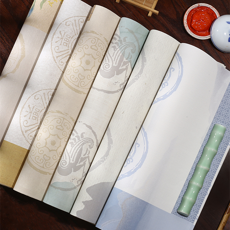 宛陵瓦当书法作品纸10字14格对联纸五言七言对联专用纸蜡染微喷四尺对开/四开半生熟宣纸国展投稿比赛专用纸 - 图1