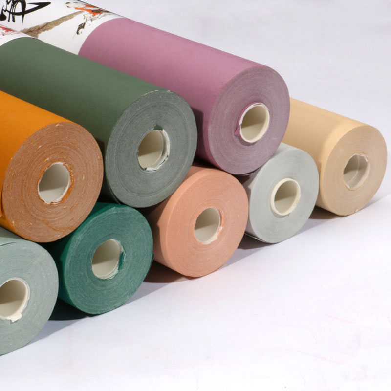 宛陵素彩蜡染宣纸长卷半生半熟书法专用纸仿古色黄色纯彩色卷轴20米大中小楷行草篆隶国展比赛投稿书法作品纸 - 图2