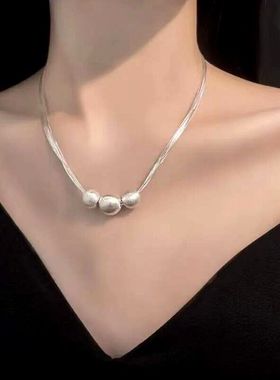 2025新款拉丝多股项链女冷淡风多层蛇骨链轻奢绝美锁骨颈春夏百搭