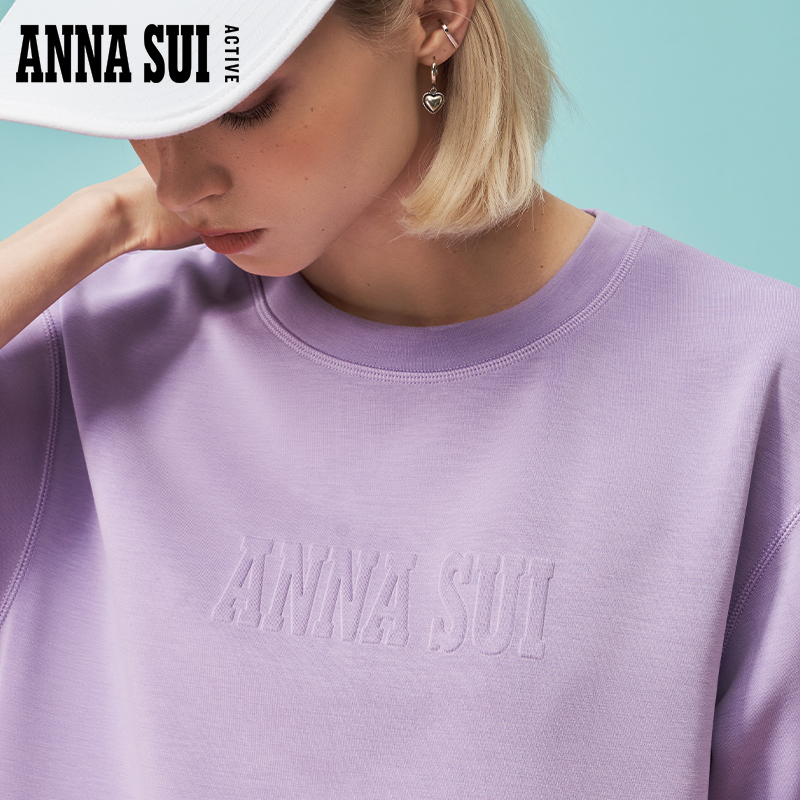 ANNA SUI 棉花糖系列 莫代尔柔软舒适宽松透气运动女士短袖t恤 - 图0