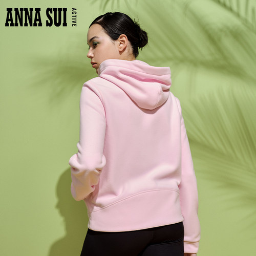 ANNA SUI安娜苏运动 抓绒摇粒绒针织可调节连帽抽绳外套长袖拉链 - 图1