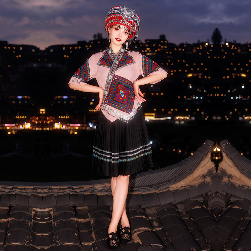 新款云南贵州成人新款少数民族异域风情服装女演出服套装苗族舞蹈-图3