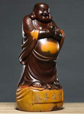 刺史供奉恭喜发财红木弥勒佛像