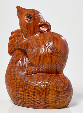 家居装饰品老鼠摆件实木