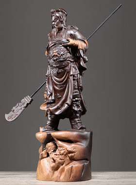 黑檀木装饰武财神关二爷佛像摆件