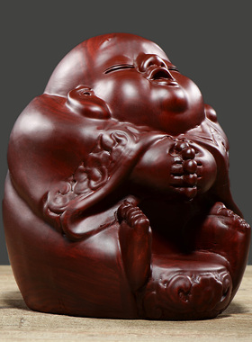 摆件车内红木玄关弥勒佛像