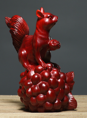 摆件风水客厅装饰品生肖红木雕刻