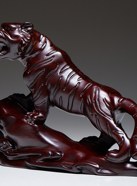 刺史黑檀木雕老虎摆件