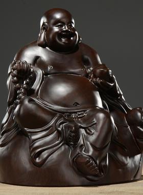 刺史雕刻元宝红木工艺品弥勒佛像