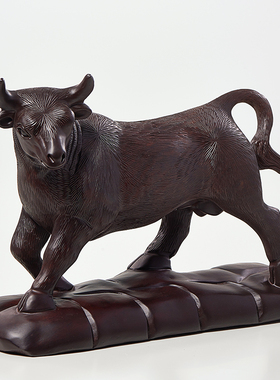 黑檀木雕木雕牛摆件红木工艺品