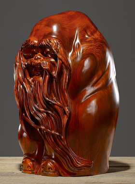 黄花梨木雕摆件实木质红木祝寿