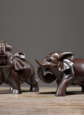 刺史黑檀木大象摆件开业工艺品